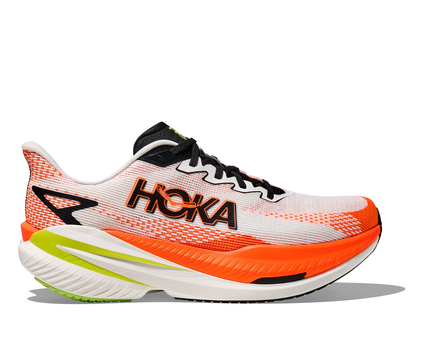 HOKA Men's Mach X 3 | White/Neon Tangerine