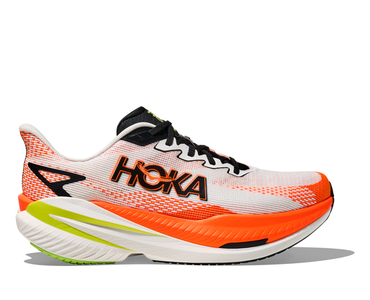 HOKA Men's Mach X 3 | White/Neon Tangerine