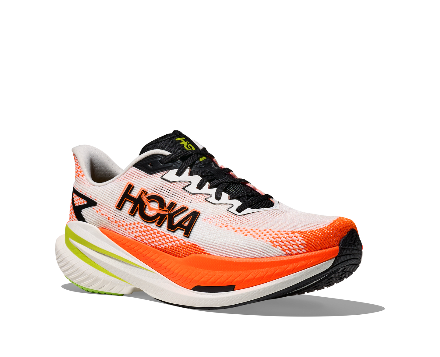 HOKA Men's Mach X 3 | White/Neon Tangerine