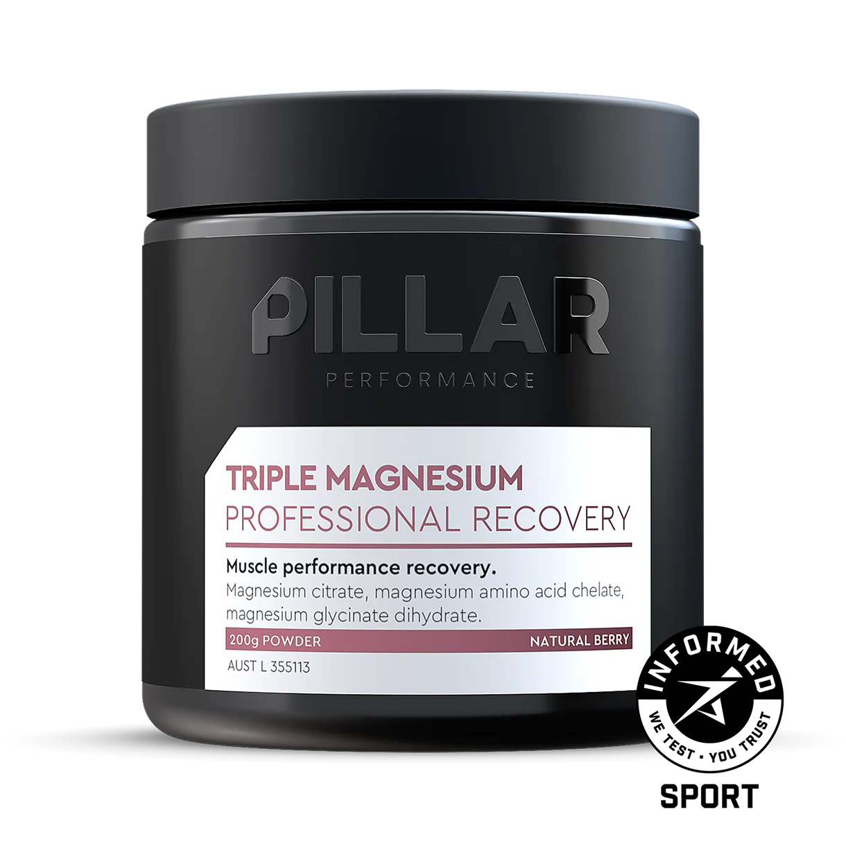 Pillar Performance | Triple Magnesium Powder | Natural Berry