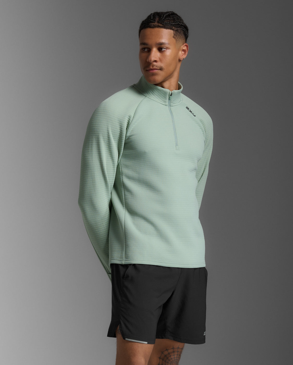 2XU Men's Ignition Hyper Haptic 1/4 Zip | Eucalyptus/Black