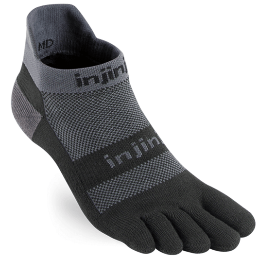 Injinji Run Midweight No-Show Socks | Black/Grey