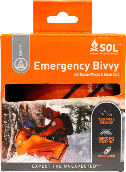 SOL Emergency Bivvy With Rescue Whistle & Cord | Orange