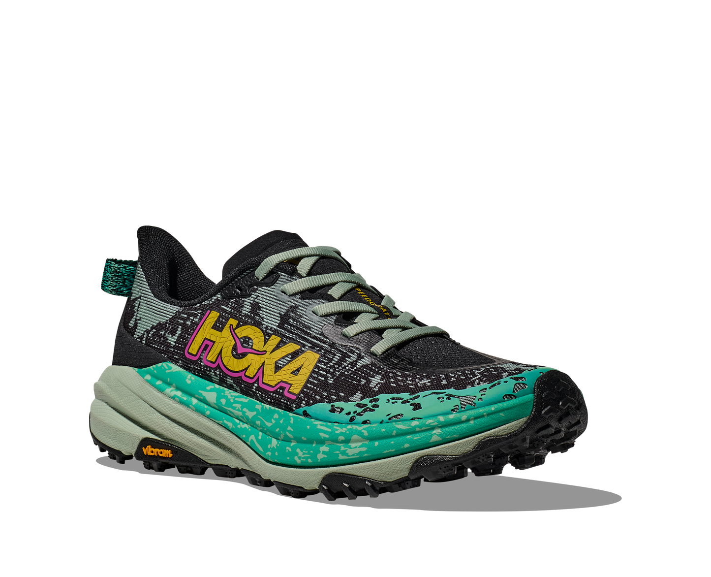 Hoka Women's Speedgoat 6 | Black/Aloe Vera