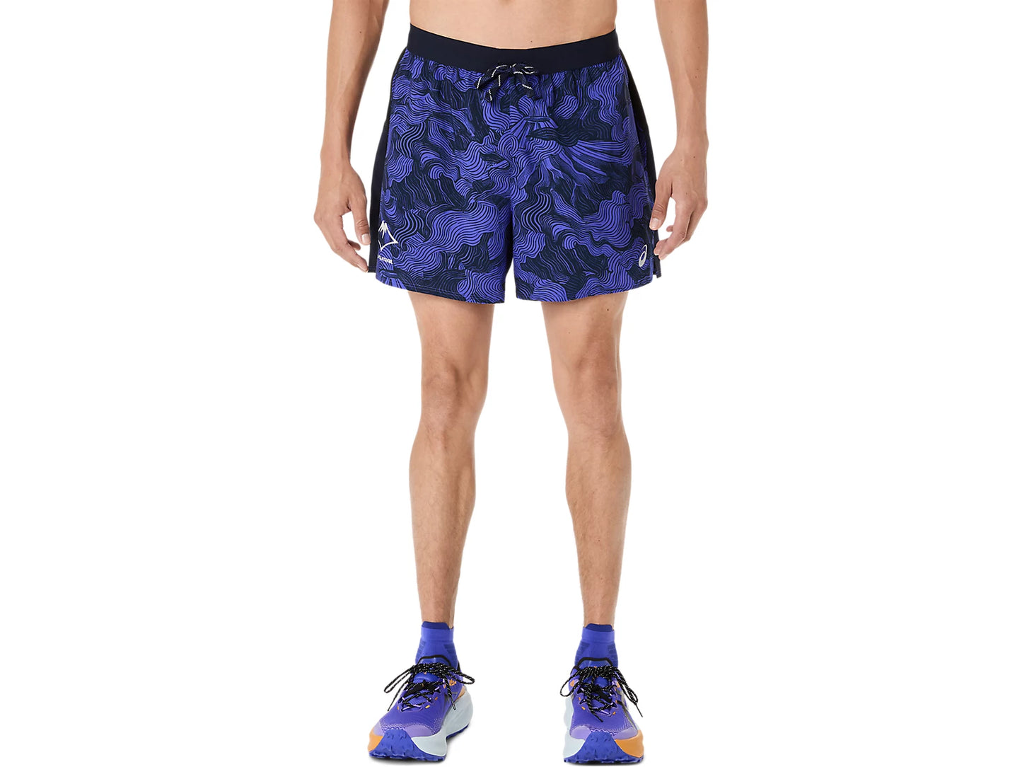ASICS Men's FUJITRAIL All Over Print 5" Short | Midnight/Cobalt Burst/Cream