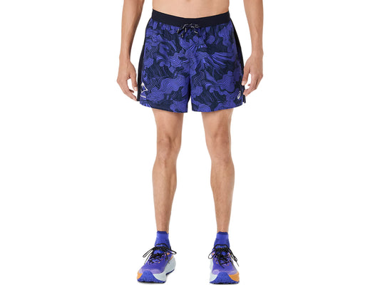 ASICS Men's FUJITRAIL All Over Print 5" Short | Midnight/Cobalt Burst/Cream