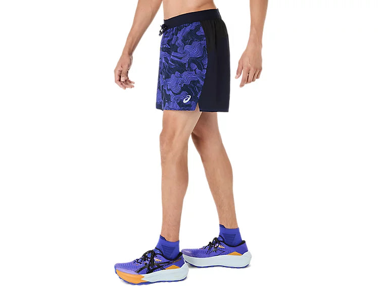 ASICS Men's FUJITRAIL All Over Print 5" Short | Midnight/Cobalt Burst/Cream