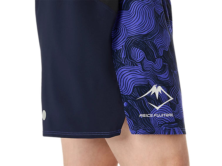 ASICS Men's FUJITRAIL All Over Print 5" Short | Midnight/Cobalt Burst/Cream
