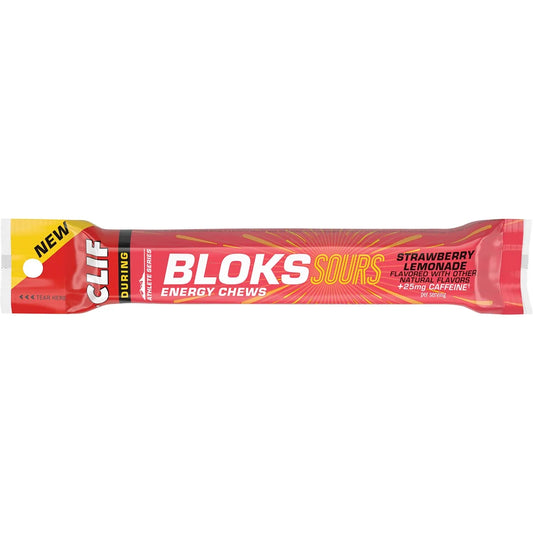 CLIF BLOKS Energy Chews Sours Strawberry Lemonade +25mg Caffeine