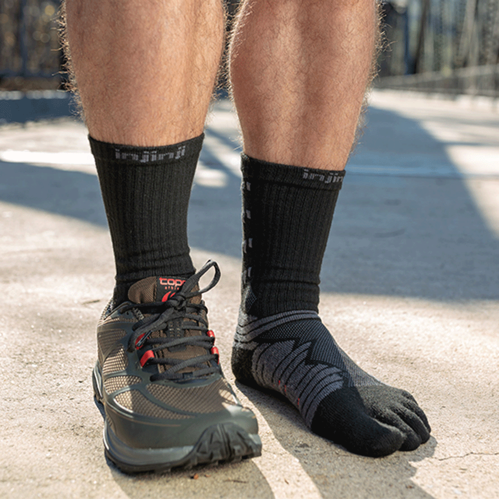 Injinji Ultra Run Crew Socks | Obsidian