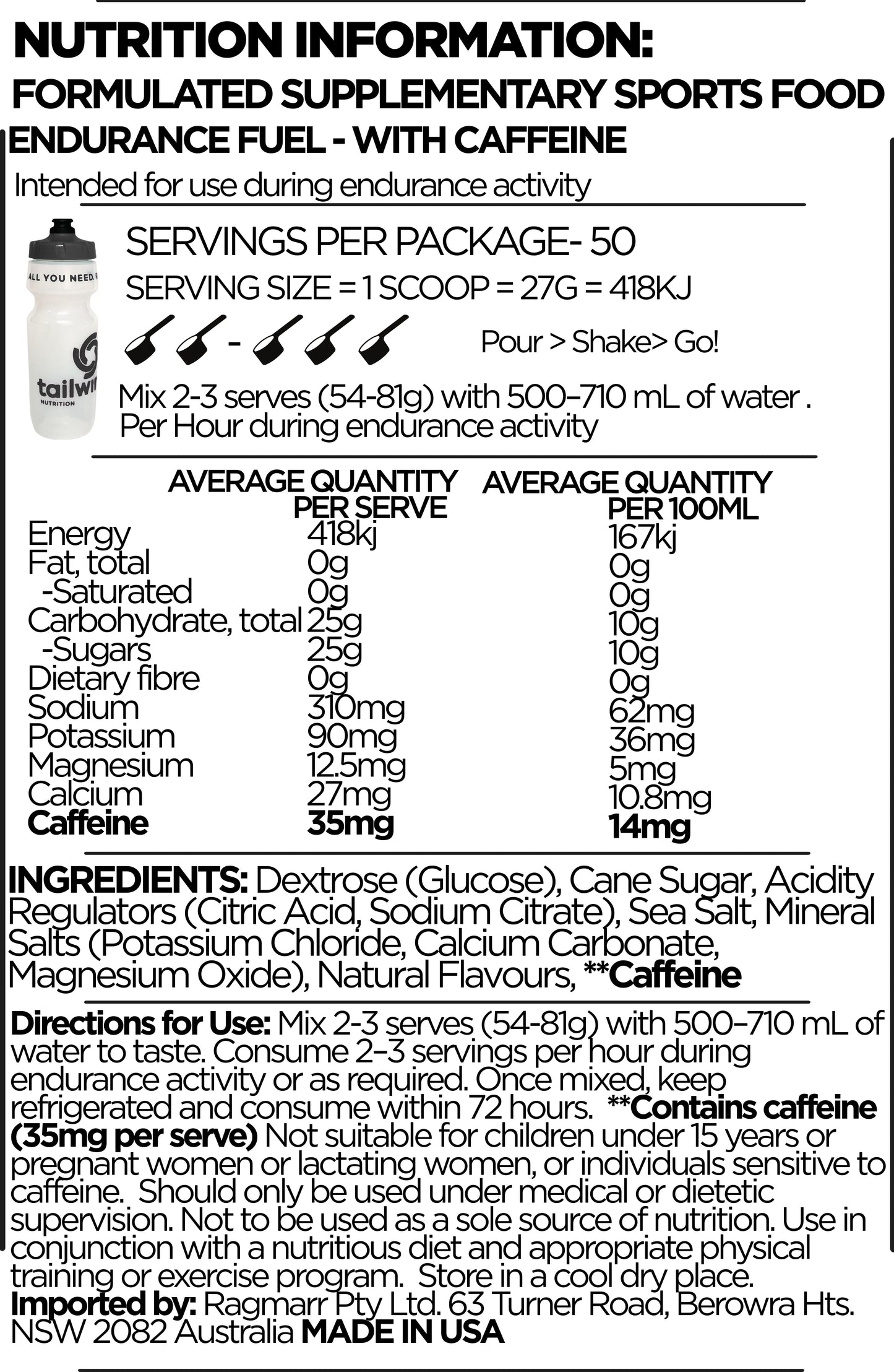 Tailwind Nutrition Caffeinated Large Endurance Fuel