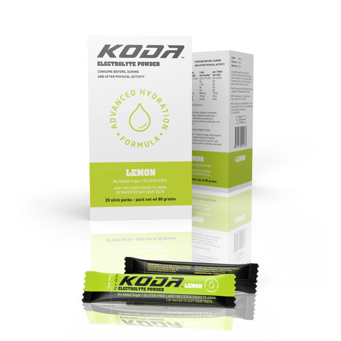 KODA Electrolyte Powder 20 Stick Pack | Lemon