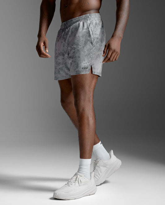 2XU Men's Aero 5 Inch Shorts | Weathervane Marble/Blk Reflect