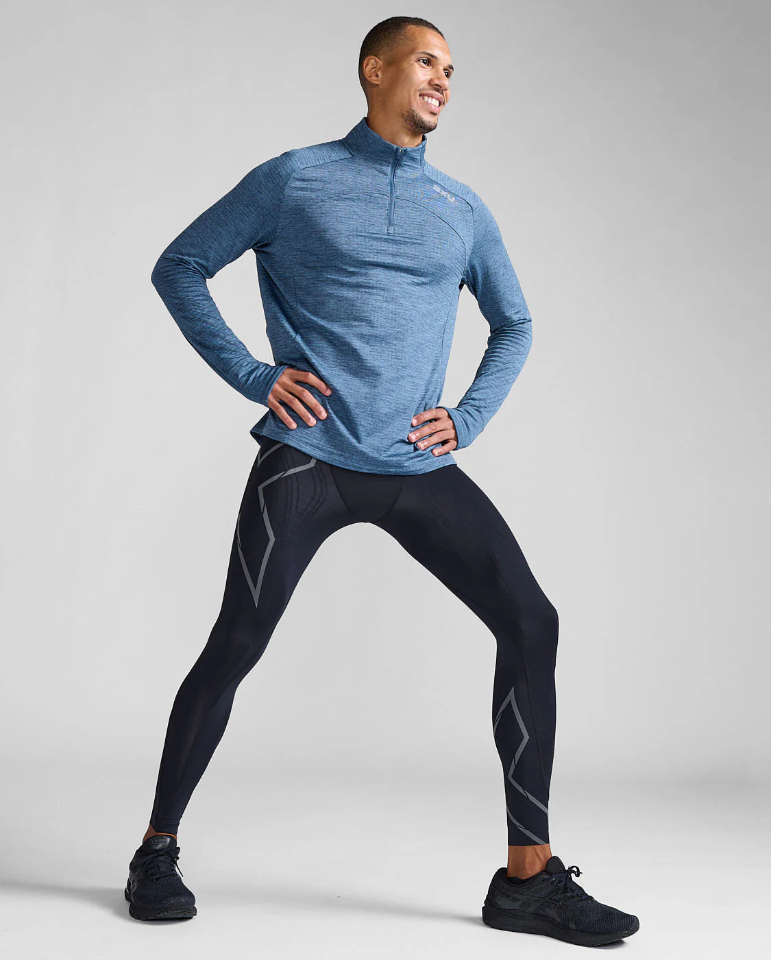 2XU Men's Ignition 1/4 Zip | Stormy/Silver Reflective