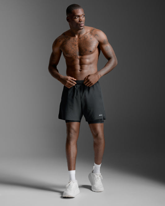 2XU Men's Aero Mesh 2-in-1 5" Short | Black