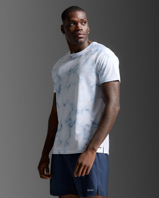 2XU Men's Aero Tee | Blue Marble/Black Reflective