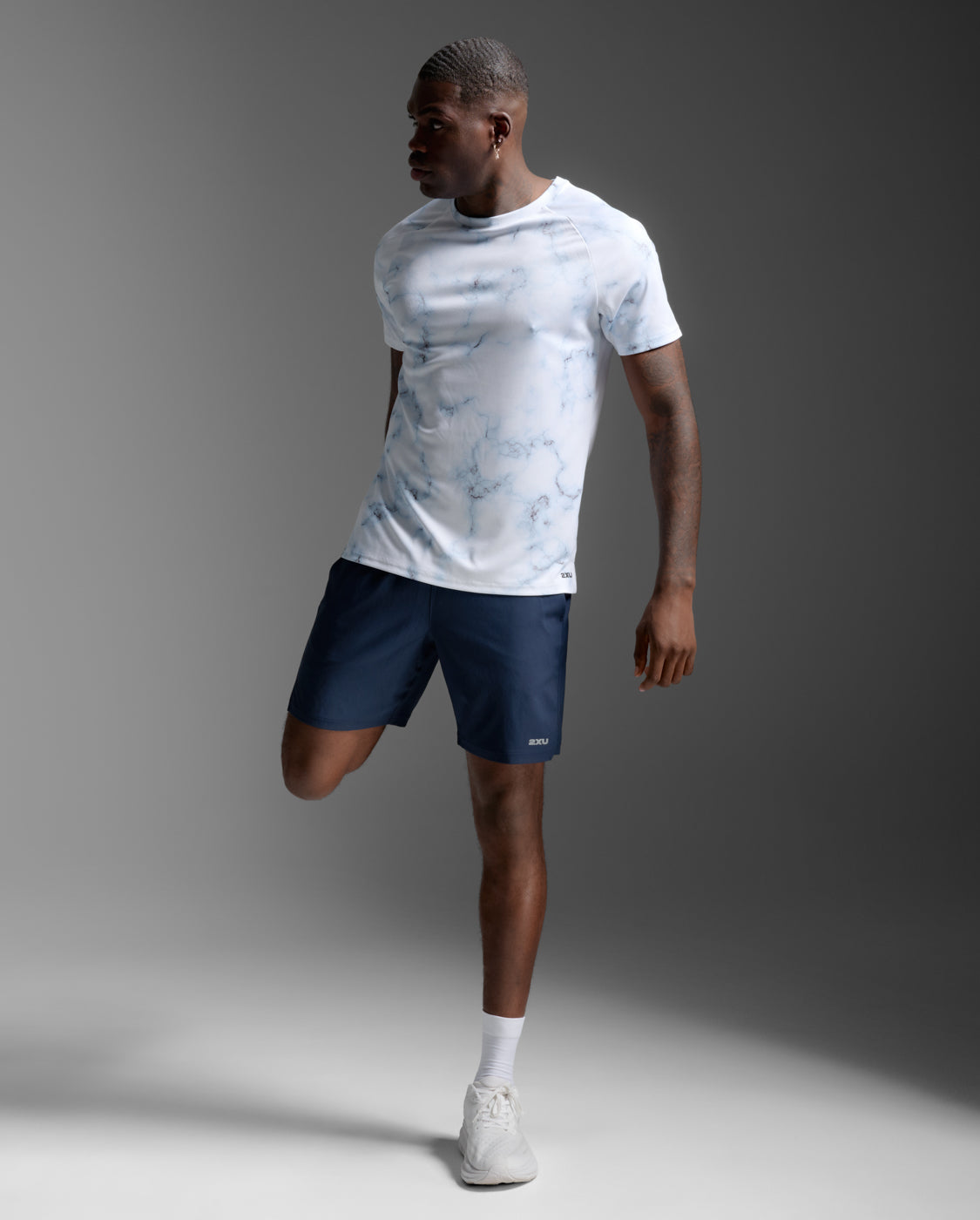 2XU Men's Aero Tee | Blue Marble/Black Reflective