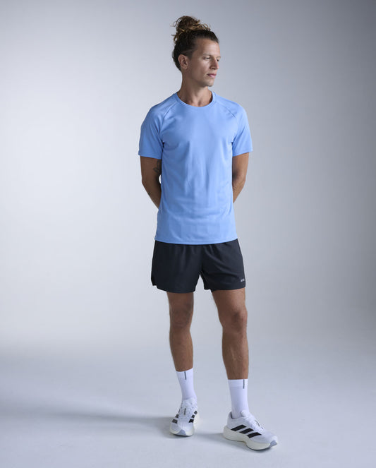 2XU Men's Aero Tee | Silverlake Blue/Black Reflective