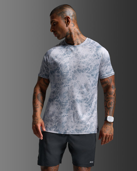 2XU Men's Aero Tee | Weathervane Marble/Black Reflective