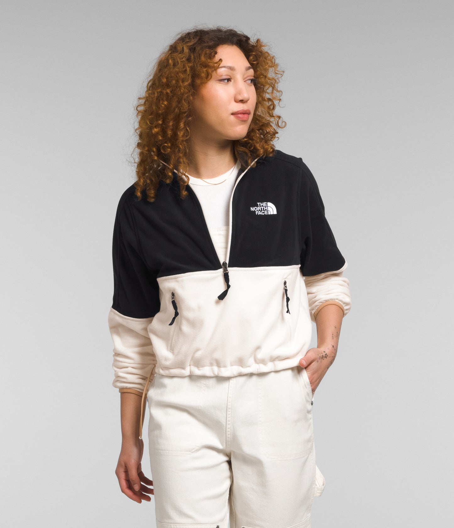 The North Face Women's Polartec® 100 1/4 Zip | Gardenia/Black