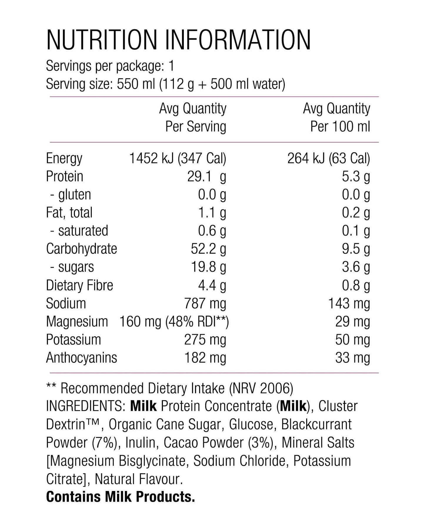 Pure Sports Nutrition | Race Recovery Drink Mix 112g Sachet