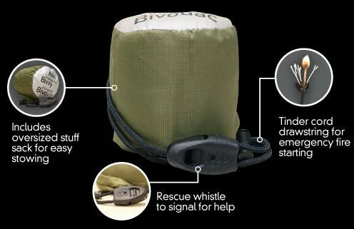 SOL Emergency Bivvy With Rescue Whistle & Cord