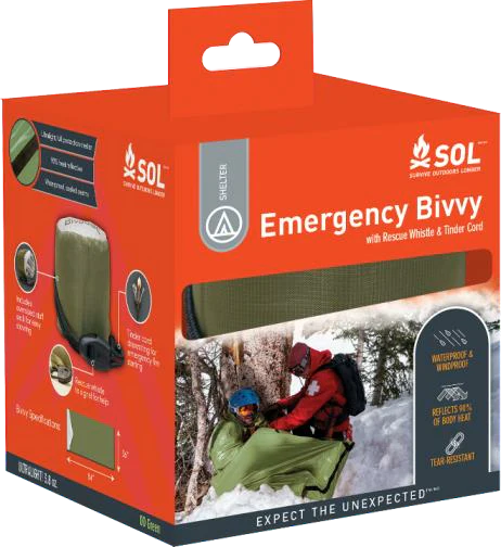 SOL Emergency Bivvy With Rescue Whistle & Cord