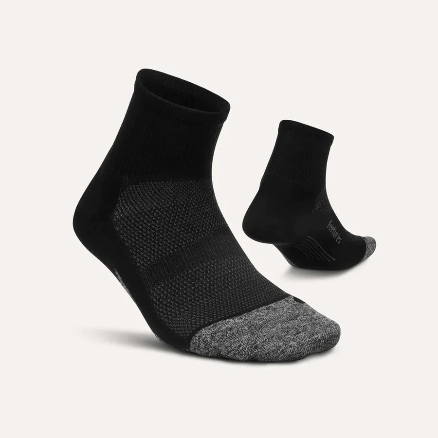 Feetures Elite Ultra Light Cushion Quarter Crew Socks | Black